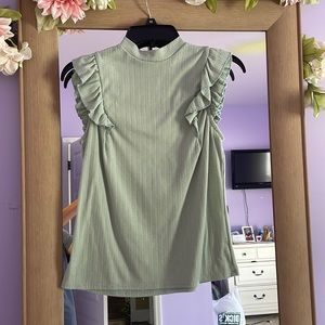 Sage Green Fitted Ruffle Top
